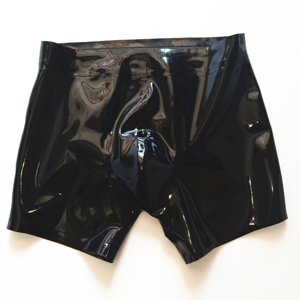 Boyshort Underwear - Sexy Zwarte Latex Heren Shorts Rubber